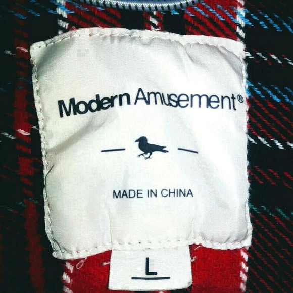 Modern Amusement Plaid Flannel Denim Button Front - Picture 2 of 8